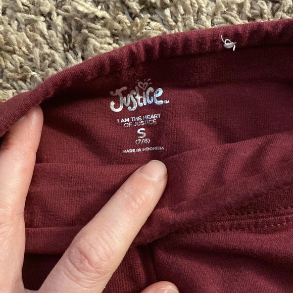 Girls Justice Maroon crop top & legging set. - Picture 7 of 8